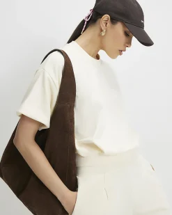 Cream Cotton Blend Bubble Sweat T-shirt