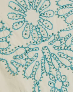 Cream Cotton Blend Embroidered Tank Top