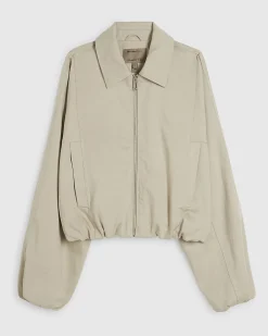Cream Cotton Blend Harrington Jacket
