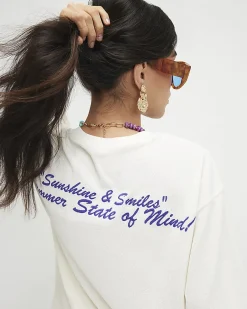 Cream Cotton Blend Hawaii Towelling T-Shirt