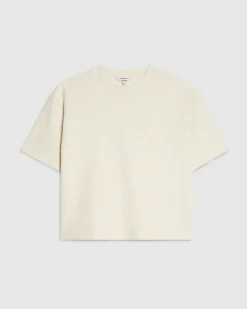 Cream Cotton blend Jacquard Texture T-Shirt