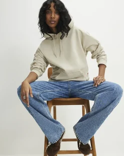 Cream Cotton Blend Long Sleeve Hoodie