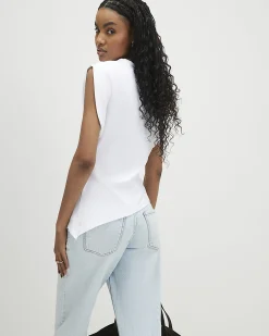 Cream Cotton Blend Ruched Side T-shirt