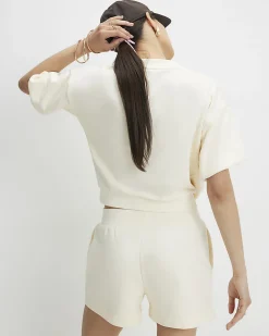 Cream Cotton blend Sweat Runner Shorts