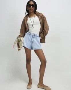Cream Cotton Blend Tank Top