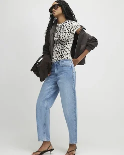 Cream Cotton Cap Sleeve Animal Print T-Shirt