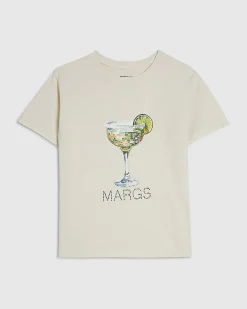 Cream Cotton Margs Embellished T-Shirt