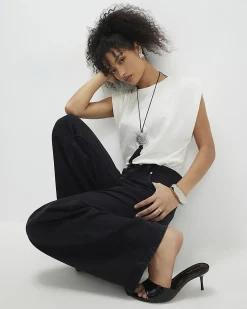 Cream Cotton Premium Ruched Shoulder T-shirt