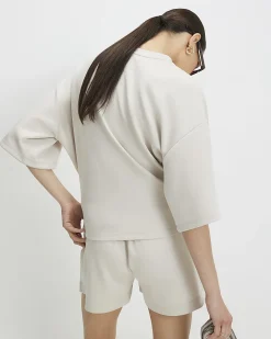 Cream Cotton Premium Tuck Side T-Shirt