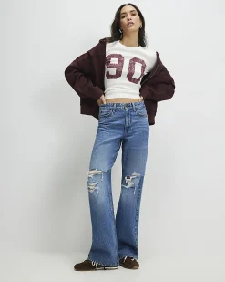 Cream Cotton Washed Number Fitted Top