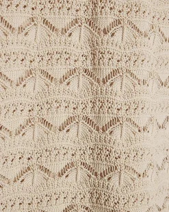 Cream Crochet Knit Boat Neck Mini Dress