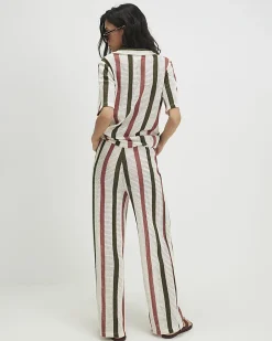 Cream Crochet Stripe Trousers