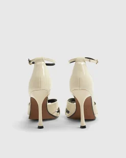 Cream Cross Over Strap Heeled Sandals