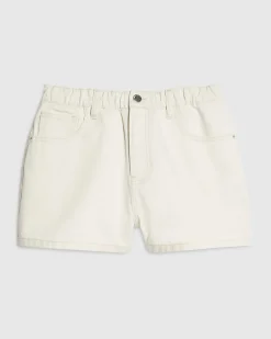 Cream Denim Elasticated A Line Shorts