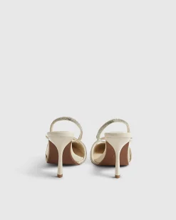 Cream Diamante Slingback Court Heels