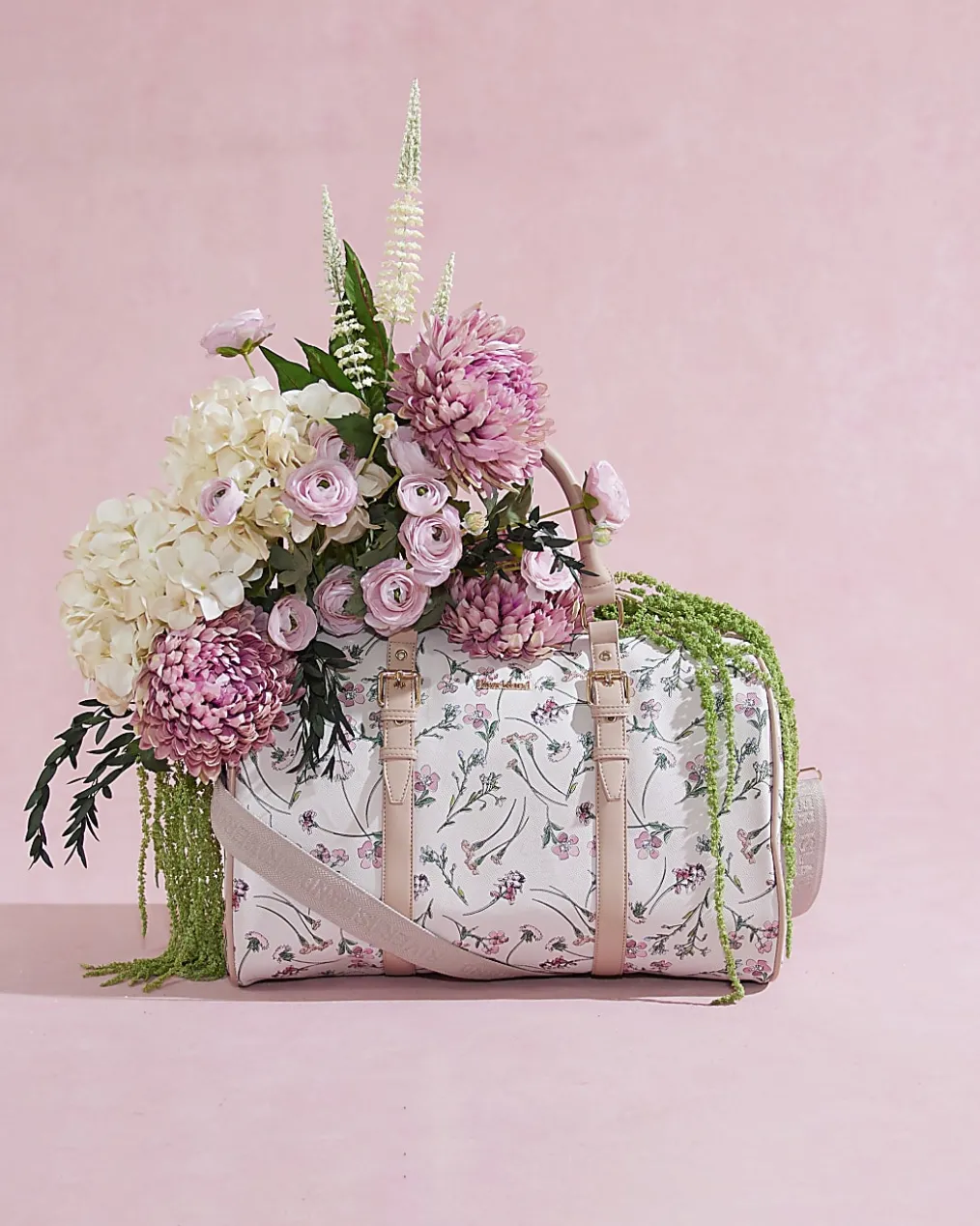Cream Ditsy Floral Barrel Bag