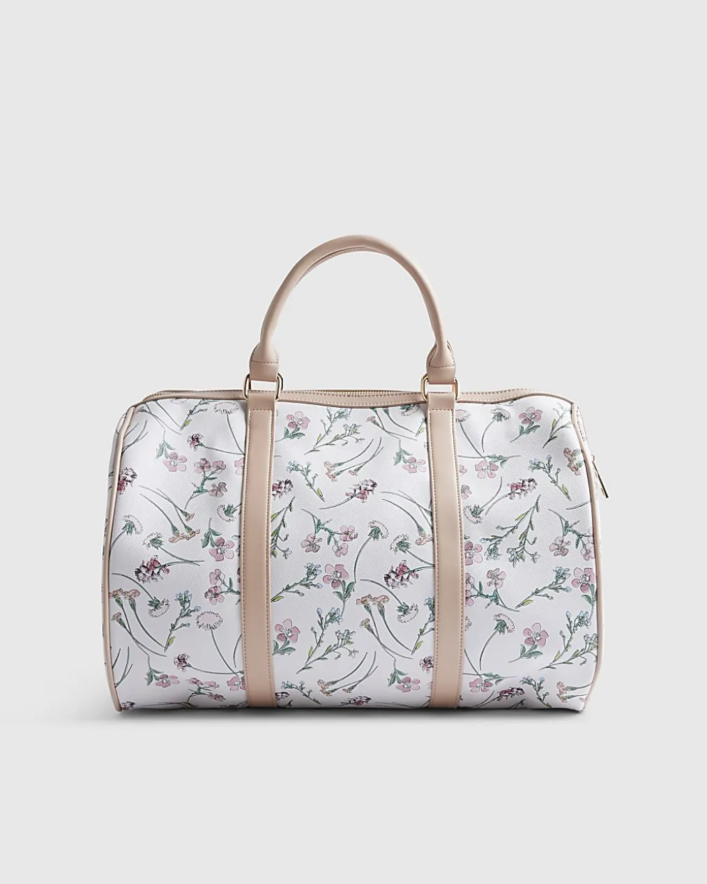 Cream Ditsy Floral Barrel Bag