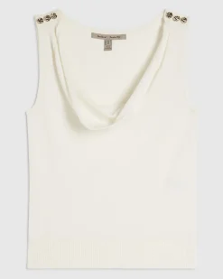 Cream Drape Neck Knitted Vest