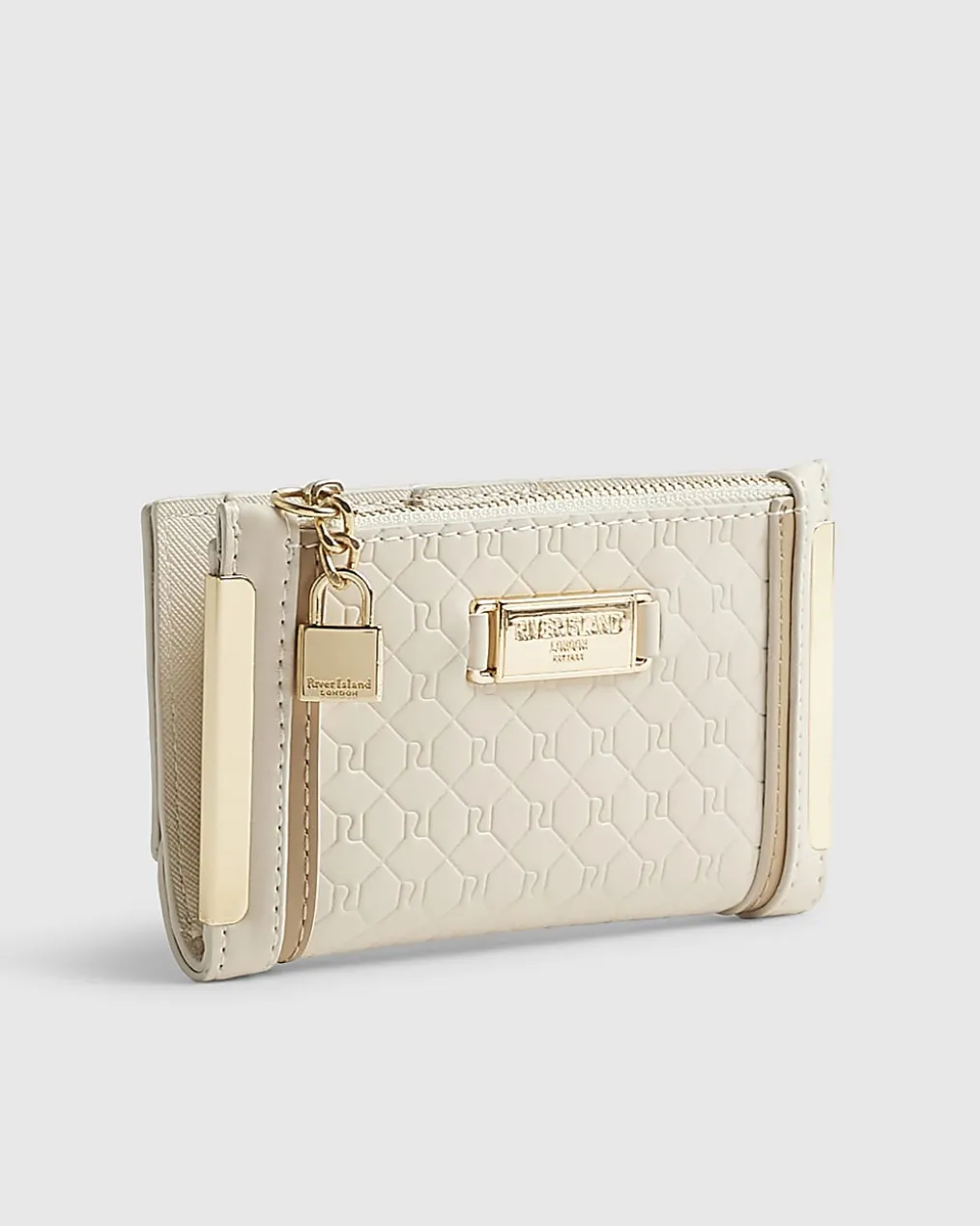 Cream Embossed Monogram Mini Purse