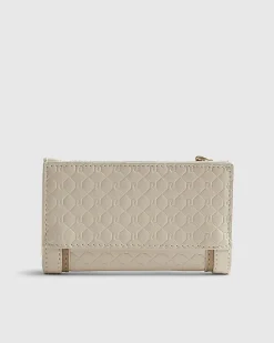 Cream Embossed Monogram Mini Purse