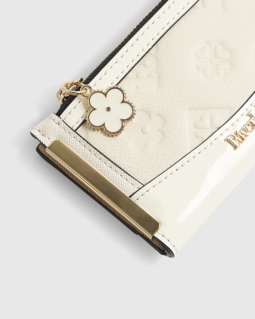 Cream Embossed Monogram Mini Purse