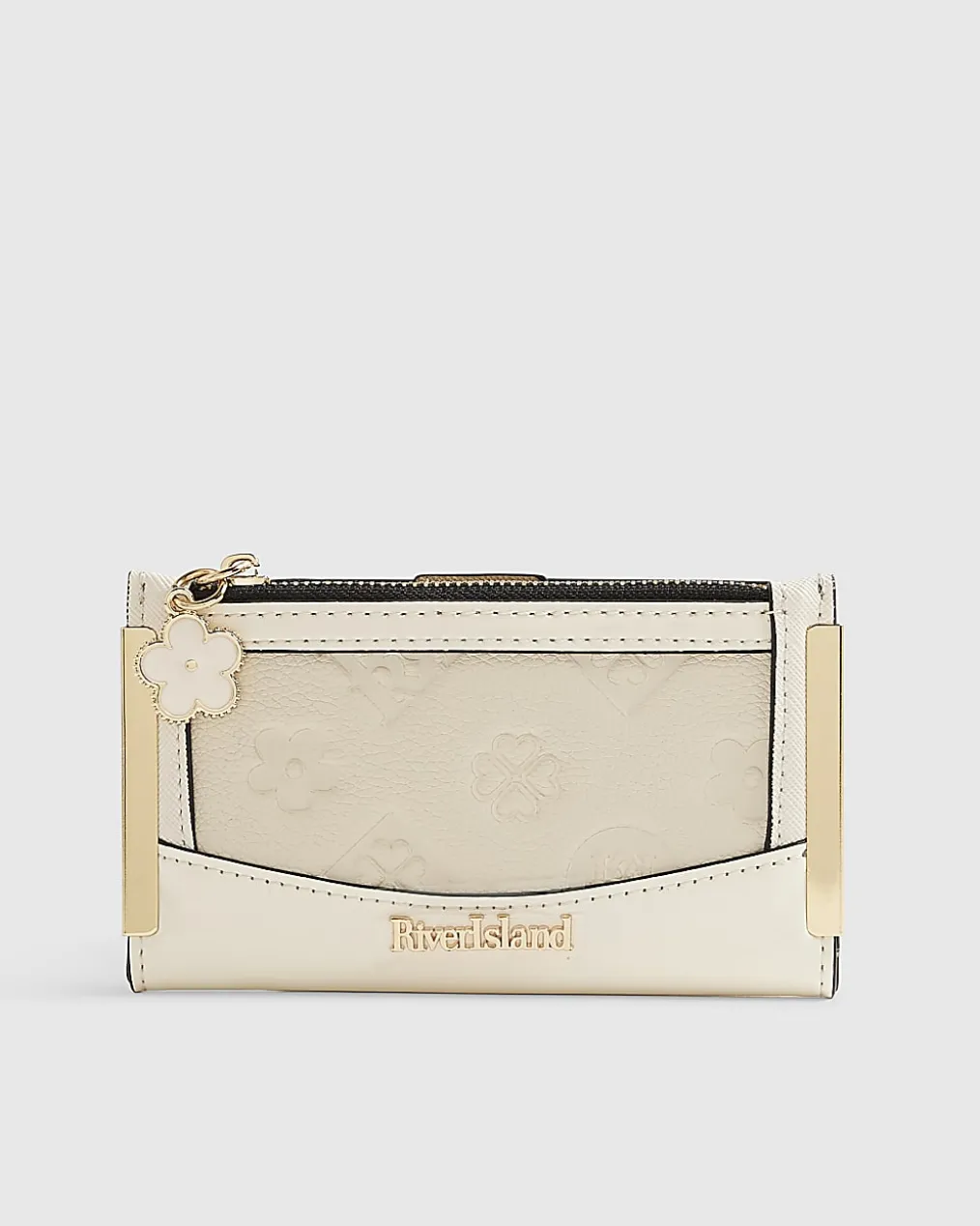Cream Embossed Monogram Mini Purse