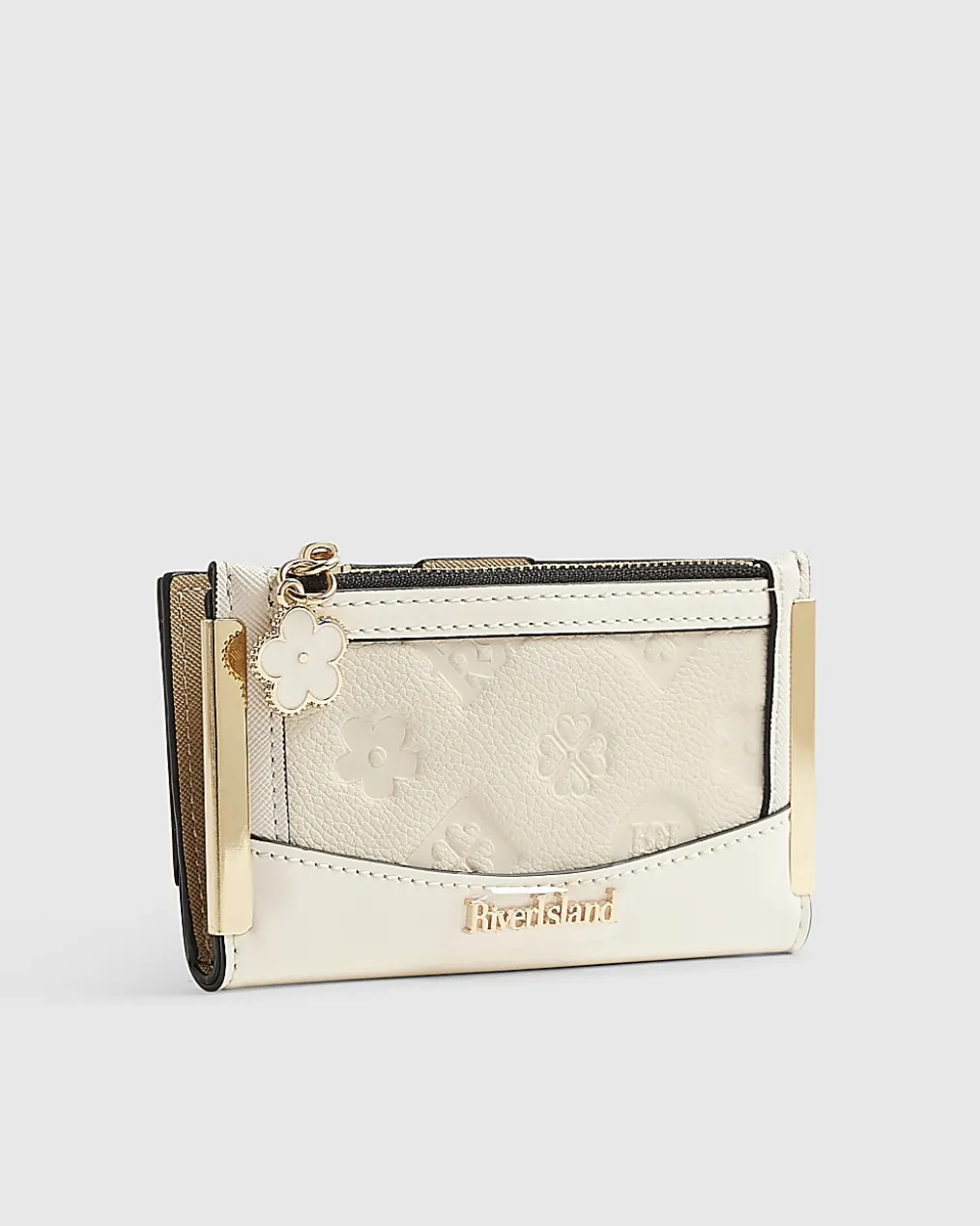 Cream Embossed Monogram Mini Purse