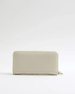 Cream Embossed Monogram Ziparound Purse