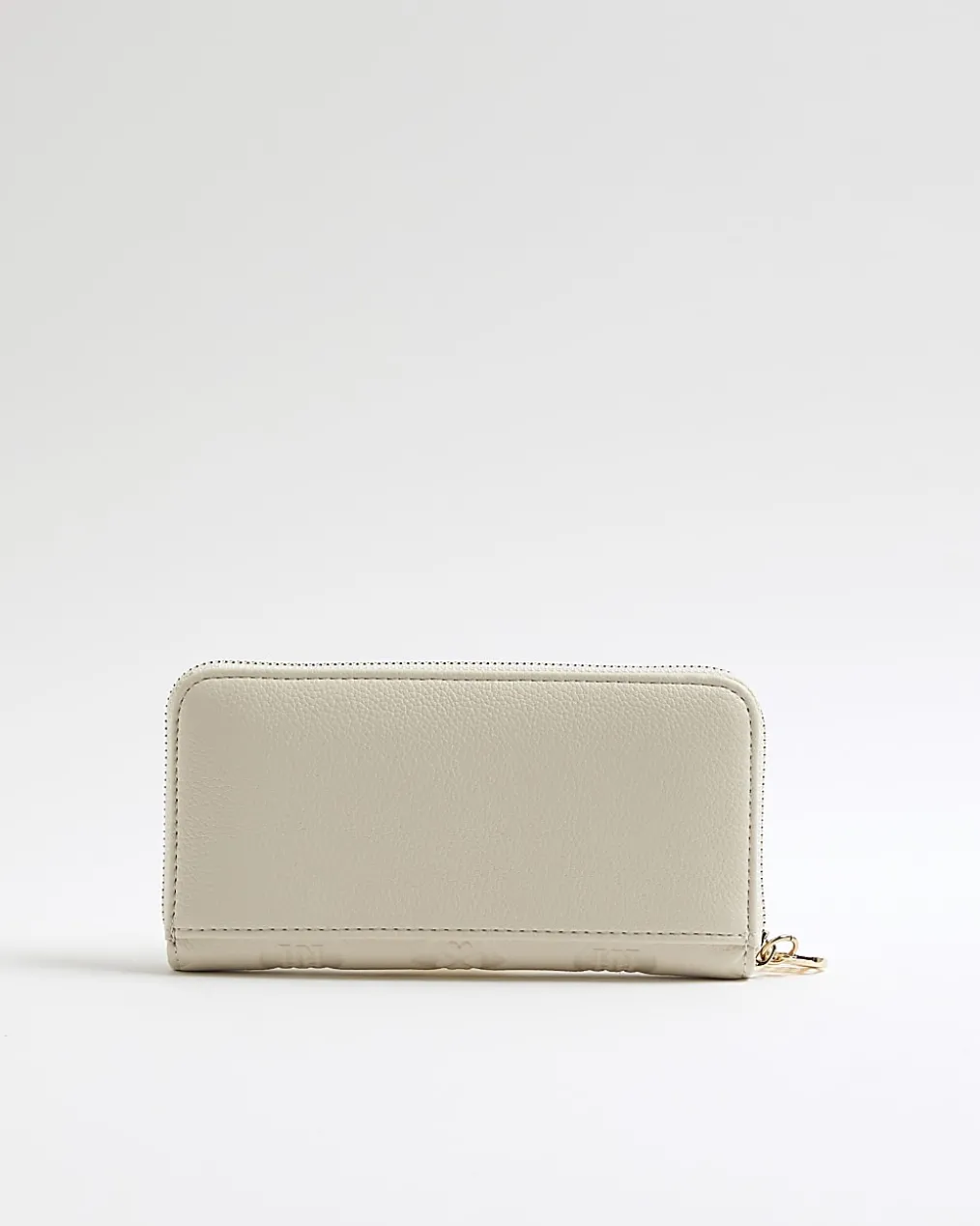 Cream Embossed Monogram Ziparound Purse