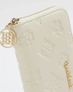 Cream Embossed Monogram Ziparound Purse