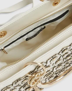 Cream Floral Applique Tote Bag