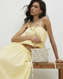 Cream Floral Applique Tote Bag
