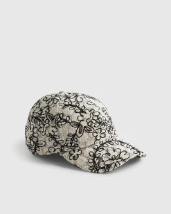 Cream Floral Crochet baseball Cap