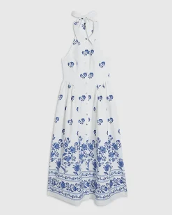 Cream Floral Halter Neck Maxi Shirt Dress