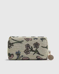 Cream Floral Jacquard Logo Flap Purse