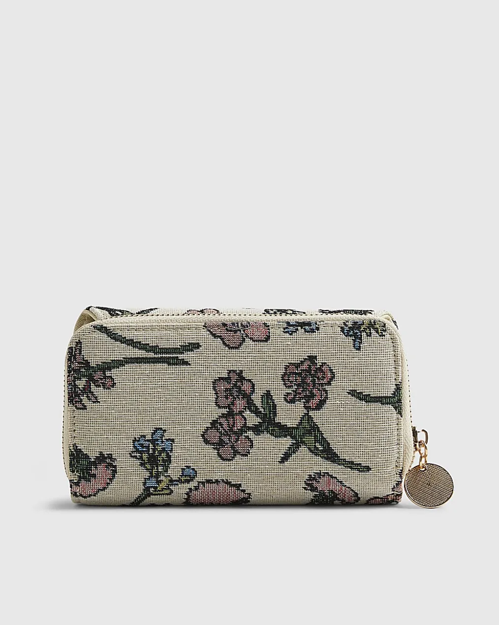 Cream Floral Jacquard Logo Flap Purse