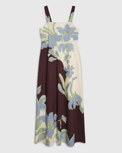 Cream Floral Midi Dress