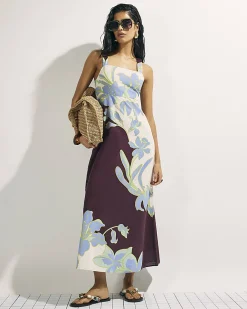 Cream Floral Midi Dress
