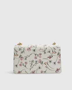 Cream Floral Panelled Shoulder Bag