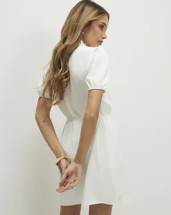 Cream Frill Trim Mini Dress