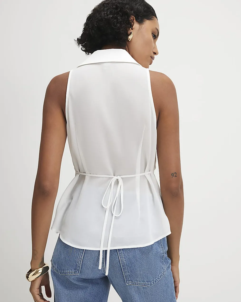 Cream Halter Neck Corset Blouse