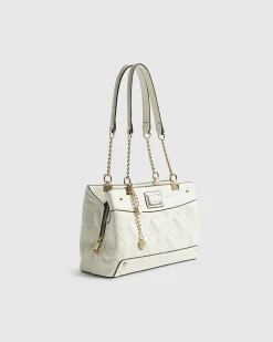 Cream Heart Chain Handle Shoulder Bag