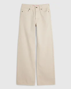 Cream High Waisted Relaxed Straight Leg Jeans