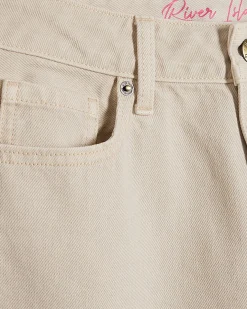 Cream High Waisted Relaxed Straight Leg Jeans