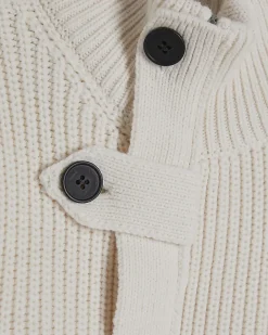 Cream Knitted Tie Waist Ribbed Cardigan