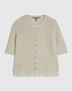 Cream Lace Hem Knitted Top