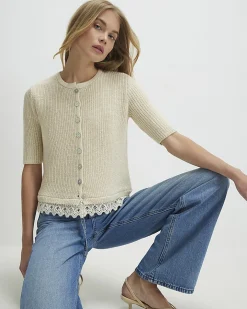 Cream Lace Hem Knitted Top