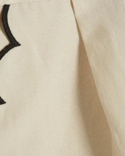 Cream Linen Blend Scallop Trim Shorts