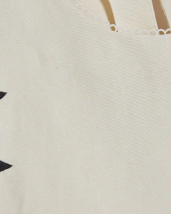 Cream Linen Blend Scallop Trim Tank Top