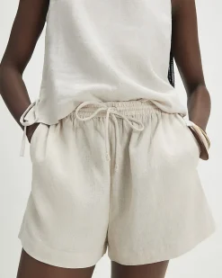 Cream Linen Blend Shorts